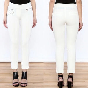 New Veronica Beard Roxy Baby Bell Front Zip Pocket Ankle Pant White